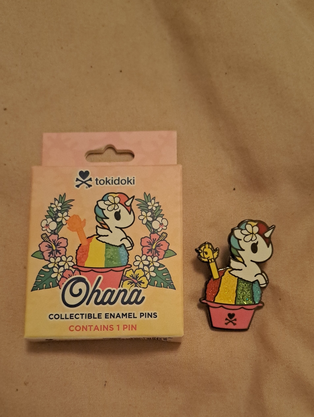 tokidoki Ohana Rainbow Unicorn Enamel Pin - Pink, Yellow, Green, Blue